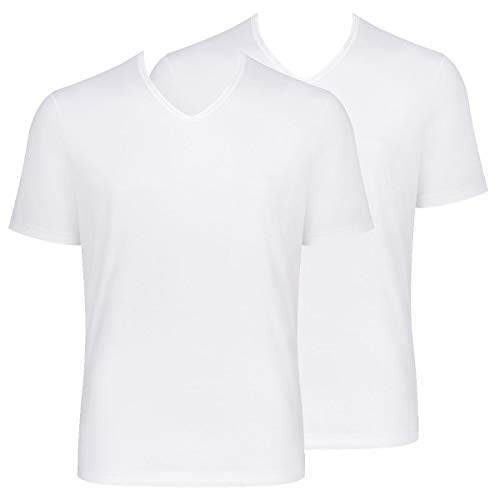 Sloggi Men - GO - T-Shirt mit V-Ausschnitt - Regular Fit - 2er Pack (S Weiß) von Sloggi