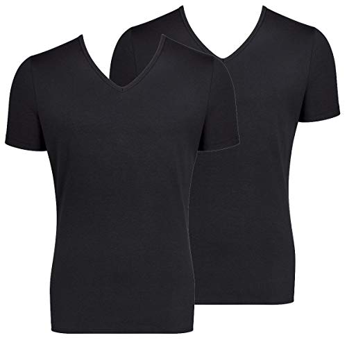 Sloggi Men - GO - T-Shirt mit V-Ausschnitt - Slim Fit - 2er Pack (L Schwarz) von Sloggi