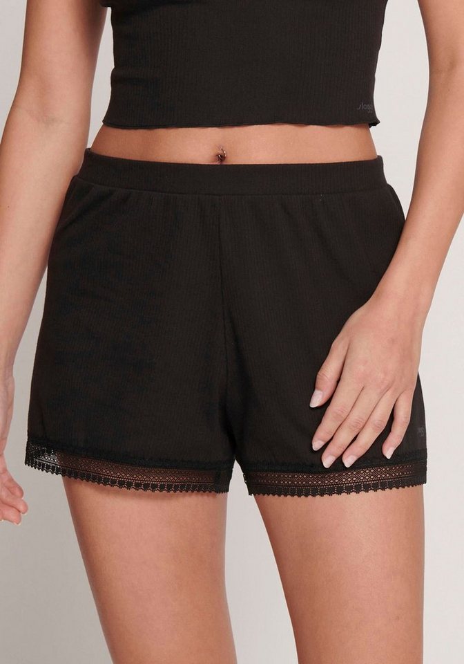 sloggi Relaxshorts GO Ribbed weich, Rippware, Spitzenbesatz, Baumwollmischung, lockere Passform von sloggi