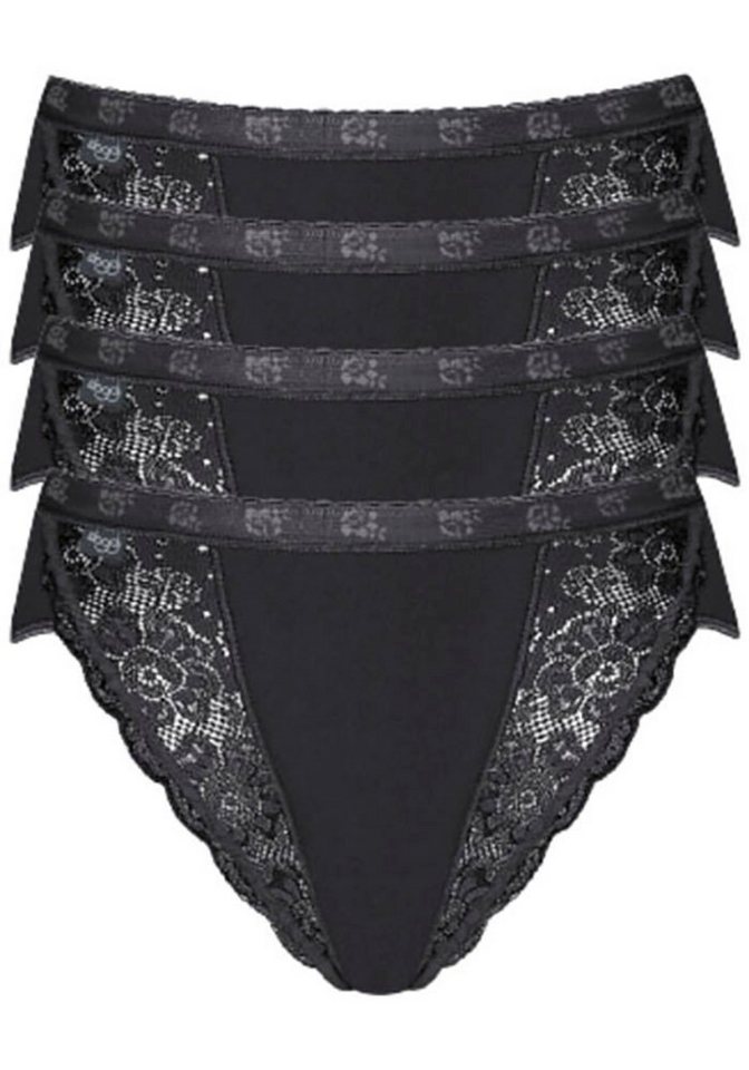 sloggi Tai-Slip Chic (4er Pack) hoher Beinausschnitt, feminin, Spitzeneinsätze, weich, elastisch von sloggi