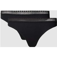 Sloggi String mit Spitzenbesatz Modell 'Go Ribbed' in Black, Größe XS von Sloggi