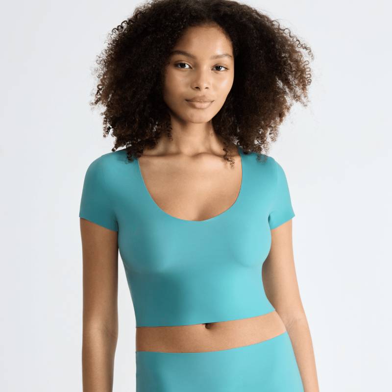 Sloggi Zero Feel 2.0 Crop Oberteil, Türkis, Größe: L, Damen von Sloggi