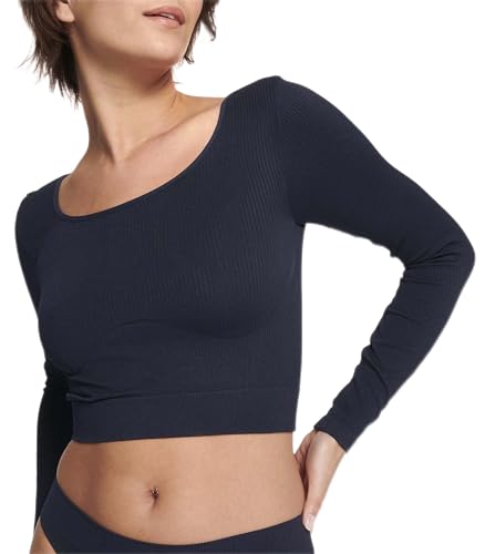 sloggi Damen Ever Infused Aloe Crop top LS Oben, Black, XS von Sloggi