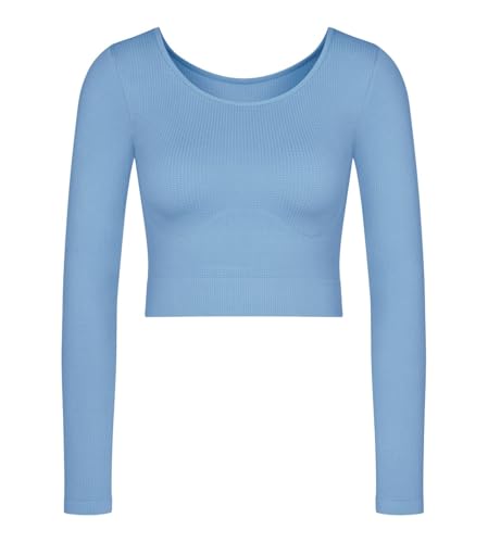 sloggi Damen Ever Infused Relax Crop Top LS, Azura Blue, XL von Sloggi