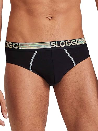 sloggi men Herren GO ABC Natural H Midi 6P Slip, Black, S von Sloggi