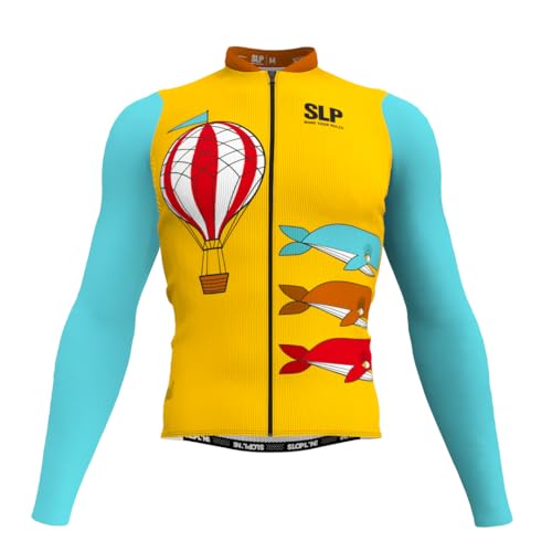 Slopline SLP. Langärmliges Fahrradtrikot Unisex Transition Blauwal im Gemälde von Blau Original italienisches Design, Blauwal im Gemälde Blau, XXL von Slopline