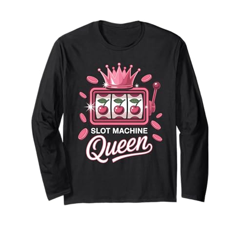 Spielautomat Queen Pink Crown Cherry Reels Casino Frauen Langarmshirt von Slot Machine Lovers Slots Royalty Co.