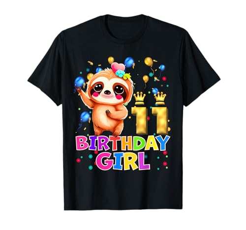 Faultier Kinder 11 Jahre alt Faultier 11. Geburtstag Party T-Shirt Faultier Kinder 11 Jahre alt Faultier 11. Geburtstag Party T-Shirt von Sloth Birthday 11 Year