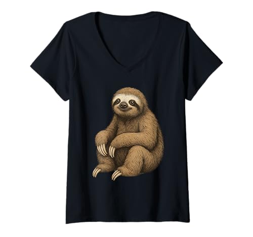 Damen Sloth Cute Sloth Lover T-Shirt mit V-Ausschnitt von Sloth Graphic Cute Sloth Lover Apparel