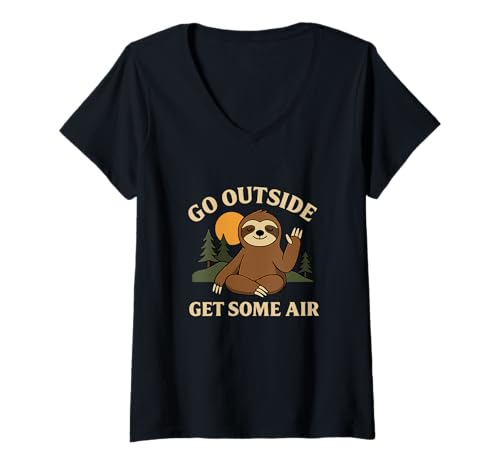 Damen Lustiges Faultier Outdoor Natur Wandern Humor T-Shirt mit V-Ausschnitt Damen Lustiges Faultier Outdoor Natur Wandern Humor T-Shirt mit V-Ausschnitt von Sloth Hiking Nature Outdoor Adventure Apparel