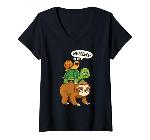 Damen Faultier, Schildkröte & Schnecke | Lustiges Tier & Laufen T-Shirt mit V-Ausschnitt Damen Faultier, Schildkröte & Schnecke | Lustiges Tier & Laufen T-Shirt mit V-Ausschnitt von Sloth Lover Themed Gifts, Graphics & Apparel