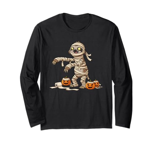 Lustiges Faultier Mama Kürbis Halloween Kinder Herren Damen Langarmshirt von Sloth Lovers Cute Halloween Outfits for Boy Girl