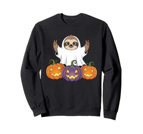 Lustiges Faultier Geist Kürbis Boo Halloween Kinder Herren Damen Sweatshirt von Sloth Lovers Halloween Ghost Pumpkin Outfits