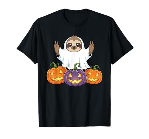 Lustiges Faultier Geist Kürbis Boo Halloween Kinder Herren Damen T-Shirt von Sloth Lovers Halloween Ghost Pumpkin Outfits