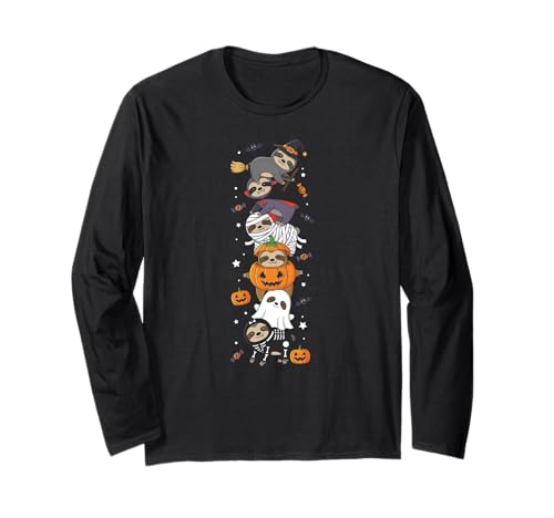 Lustiges Faultier Hexe Vampir Geist Halloween Kinder Herren Damen Langarmshirt von Sloth Lovers Halloween Skeleton Mummy Outfits
