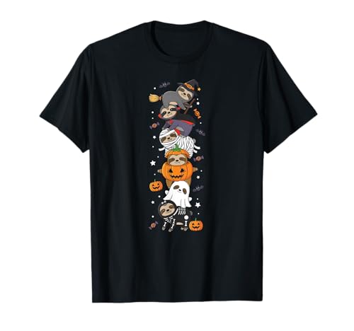Lustiges Faultier Hexe Vampir Geist Halloween Kinder Herren Damen T-Shirt von Sloth Lovers Halloween Skeleton Mummy Outfits