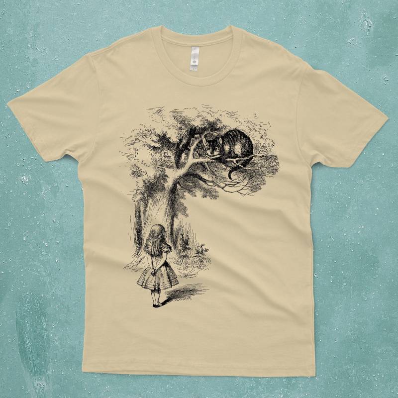 Grinsekatzen Shirt - Alice Im Wunderland T-Shirt Herren Grafik Katzen John Tenniel Illustration Vintage Art von SlothWingTees