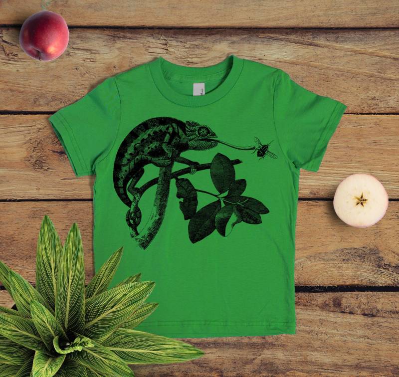 Kinder Tier Shirt - Chamäleon Eidechsen Reptil Tshirt Grafik T-Shirt von SlothWingTees