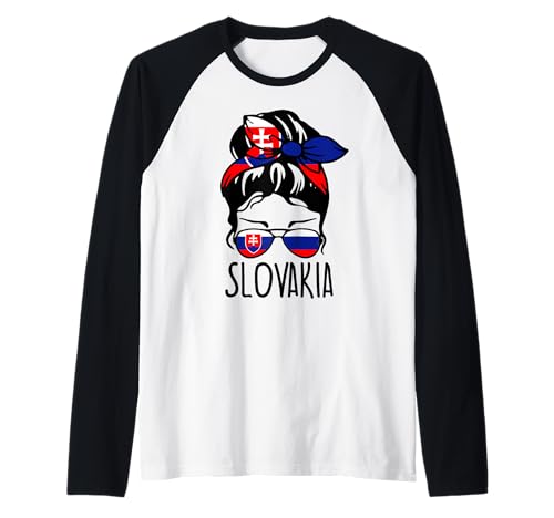 Slowakei-Flagge, niedliches unordentliches Dutt, patriotisch, slowakisches Mädchen, Mutter Raglan von Slovak Slovakia Flag Designs
