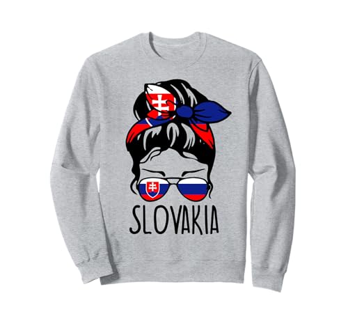 Slowakei-Flagge, niedliches unordentliches Dutt, patriotisch, slowakisches Mädchen, Mutter Sweatshirt von Slovak Slovakia Flag Designs
