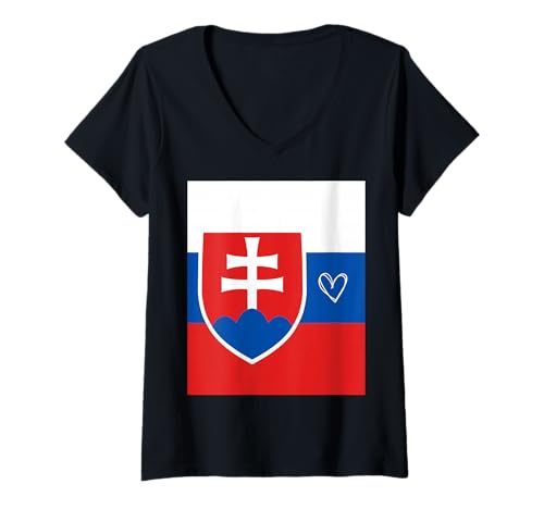 Damen Slowakische Flagge, Slowakisches Herz, stolzer Nationalfeiertag T-Shirt mit V-Ausschnitt Damen Slowakische Flagge, Slowakisches Herz, stolzer Nationalfeiertag T-Shirt mit V-Ausschnitt von Slovakia Flag Slovak Proud National Day Gifts Idea