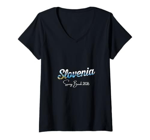 Damen Slowenien Spring Break 2026 Urlaubsreisen T-Shirt mit V-Ausschnitt Damen Slowenien Spring Break 2026 Urlaubsreisen T-Shirt mit V-Ausschnitt von Slovenia Spring Break Clothes T-Shirts