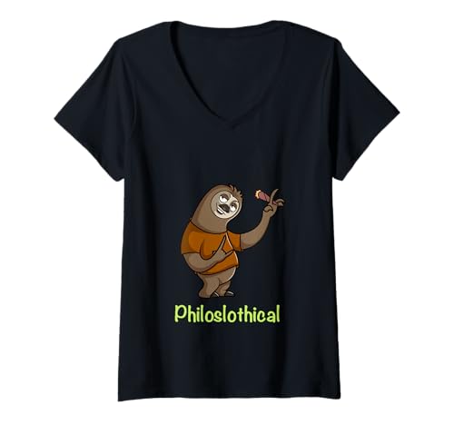 Damen Feeling PhiloslothicalTee Rauchtier Faultier Meditation T-Shirt mit V-Ausschnitt Damen Feeling PhiloslothicalTee Rauchtier Faultier Meditation T-Shirt mit V-Ausschnitt von Slow Thinker Lazy Sloth Philosopher