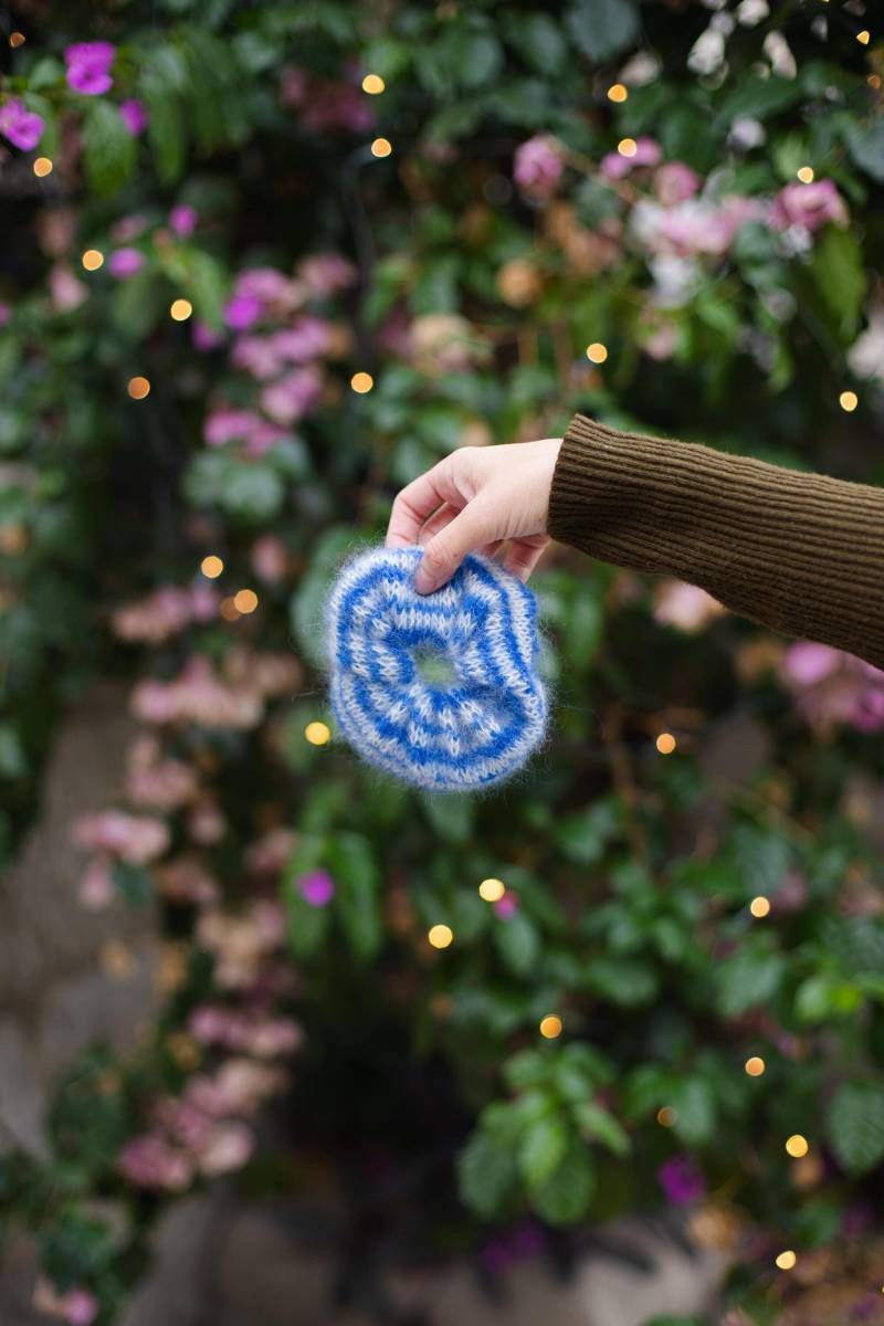 Handgemachte Gestreifte Seide Mohair Scrunchie von SlowKnitsStore