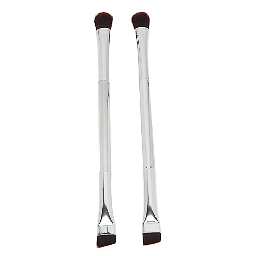 2pcs Double Ended Eyeshadow Brush Set Women Silver Soft Hair Makeup Slanted Eyebrow Brush Cosmetic Slanted Eyebrow Brush Makeup Tool von Sluffs