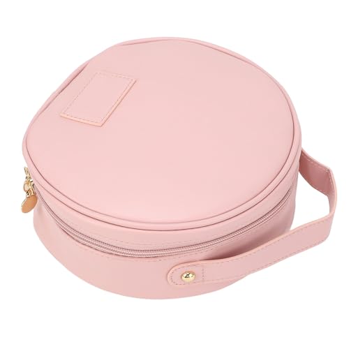 PU Makeup Bag Portable Travel Organizer Round Shaped Water Proof Portable Handle Cosmetic Case Round Shaped Makeup Bag Travel Essentials Pink von Sluffs