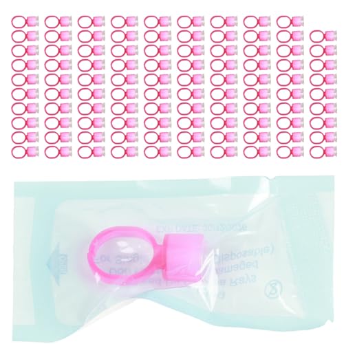 Sluffs 100pcs Tattoo Ink Ring Cup Disposable Microblading Pigment Cup Holder with Sponge,Tattoo Ink Ring Adhesive Makeup Glue Rings Palette Plastic Nail Art Eyelash Extension Rings von Sluffs