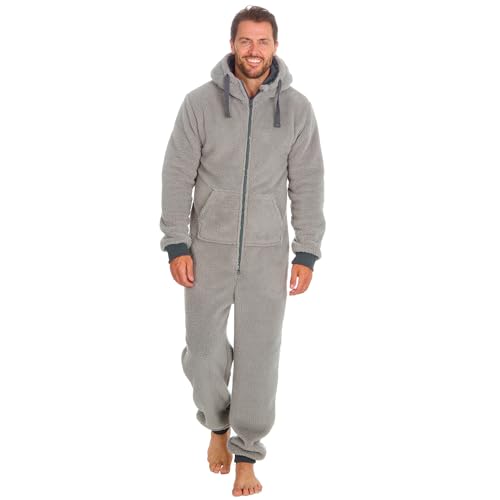 Herren Flauschige WARM Luxus Fleece Onesie Jumpsuit Strampelanzuge Strampler Schlafoverall Ganzkorperpyjama Burgund Blau Grau Schwarz MIT Kapuze von Slumber Hut