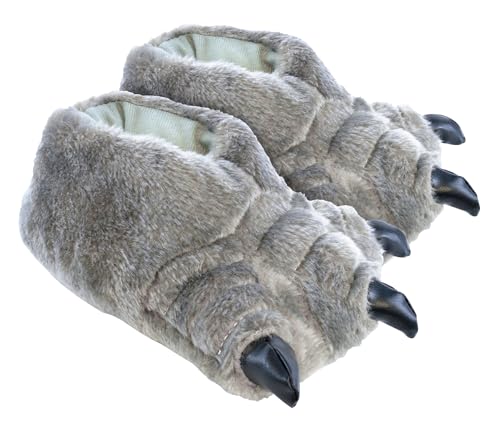 Kinder Jungen Hausschuhe Stiefel Bootie Plüsch Tier Monster Neuheit Warm Flauschig Geschenk, - Grey Monster Feet - Größe: 30 EU von SlumberzzZ