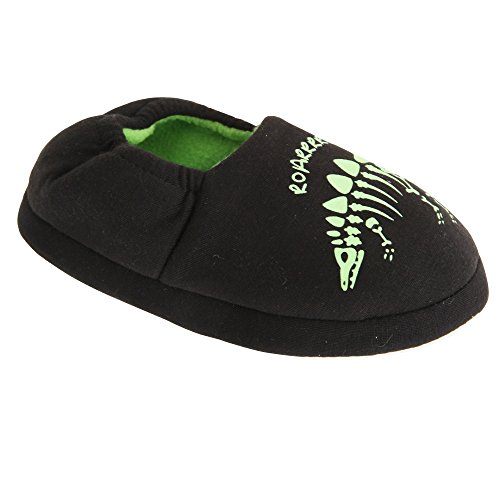 SlumberzzZ Childrens/Kinder Leuchtende Dinodsaurier Pantoffeln (32-33 EU) (Schwarz) von SlumberzzZ