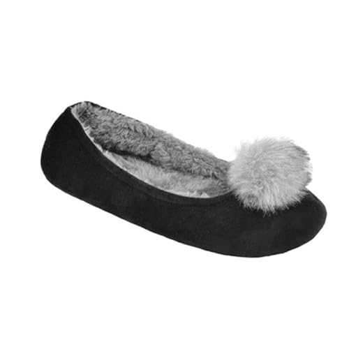 SlumberzzZ Damen/Damen Ballett-Hausschuhe mit Pompom-Pom, Schwarz , 40 EU von SlumberzzZ