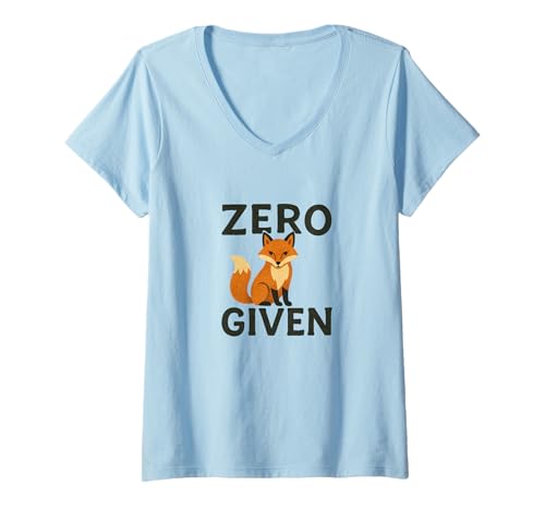 Damen Zero Fox Given Lustiges sarkastisches Wordplay-Design T-Shirt mit V-Ausschnitt Damen Zero Fox Given Lustiges sarkastisches Wordplay-Design T-Shirt mit V-Ausschnitt von Sly Tails Emporiums