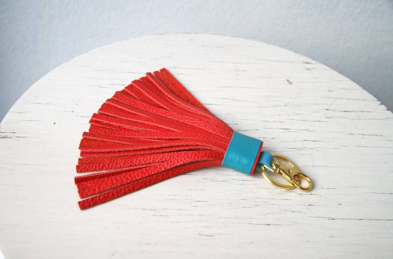 Leder Quaste Keychain Große Rot Taschenanhänger Leder Quaste Keychain Große Rot Taschenanhänger von SmArtAnna