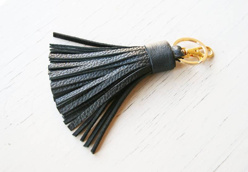 Leder Quaste Schlüsselanhänger Schwarz Tasche Geldbörse Charme Leder Quaste Schlüsselanhänger Schwarz Tasche Geldbörse Charme von SmArtAnna