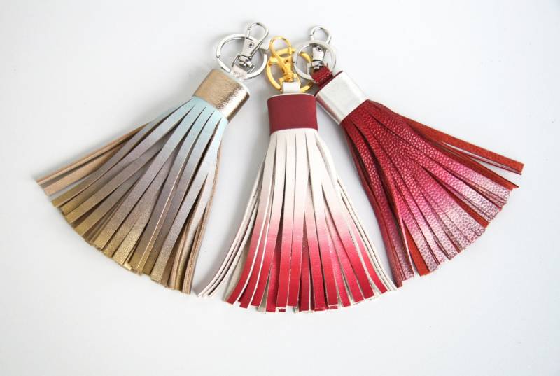 Ombre Leder Quaste Schlüsselanhänger Handbemalte Handgefertigte Geldbörse Charme von SmArtAnna