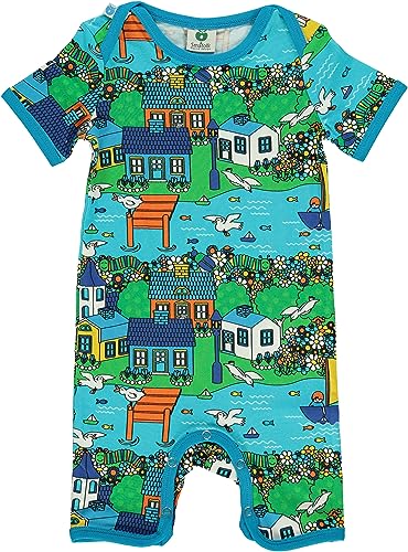 Småfolk Baby Boys Body Suit with Summer Landscape Infant and Toddler Costumes, Ocean Blue, 68 von Småfolk
