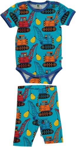 Småfolk Baby Boys Set Body and Shorts with Excavators Infant Toddler Costumes, Blue Atoll, 98 von Småfolk