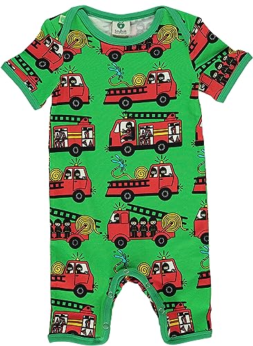 Småfolk Baby Boys Summer Body Suit with.Firetrucks Infant and Toddler Costumes, Green, 98 von Småfolk