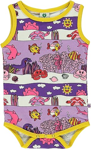 Småfolk Baby Girls Sleevless Body with Underwater Landscape Infant and Toddler Costumes, Purple Heart, 92 von Småfolk