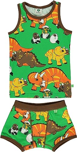 Småfolk Boy's Underwear Dinosaur Base Layer Set, Green, 7-8 Years von Småfolk
