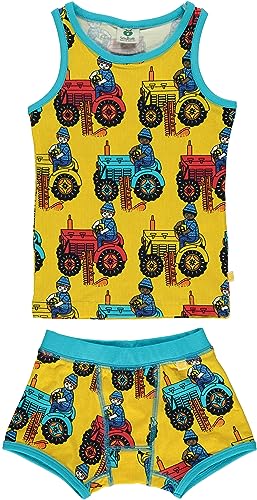 Småfolk Boy's Underwear Tractor Base Layer Set, Yellow, 3-4 Years von Småfolk