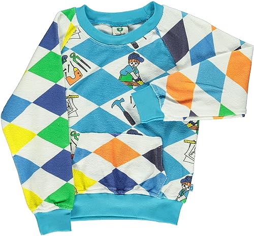 Småfolk Boy's with Pocket, Harlequin Tool Sweatshirt, Ocean Blue, 3-4 Jahre von Småfolk