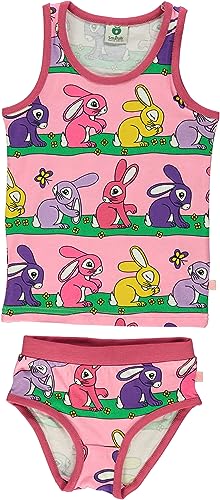 Småfolk Girl's Underwear Rabbit Base Layer Set, Sea pink, 7-8 Years von Småfolk