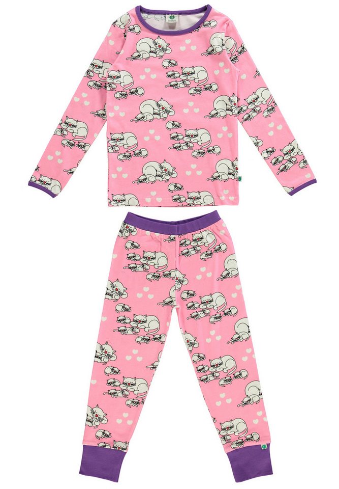 Småfolk Pyjama Nachtwäsche mit Katzen Hergestellt aus Bio-Baumwolljersey von Småfolk