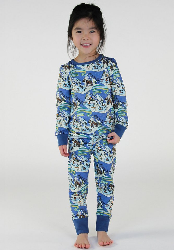Småfolk Pyjama Nightwear set with winter landscape Hergestellt aus organischem und dehnbarem Baumwolljersey von Småfolk