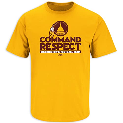 Command Respect T-Shirt für Washington Football Fans (SM-5XL), Goldfarbene kurze Ärmel., Medium von Smack Apparel